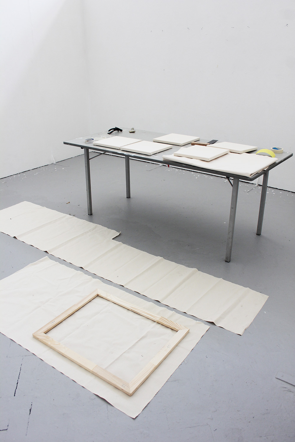 Artistic Process, Bartosz Beda Preparing Canvases in the art studio